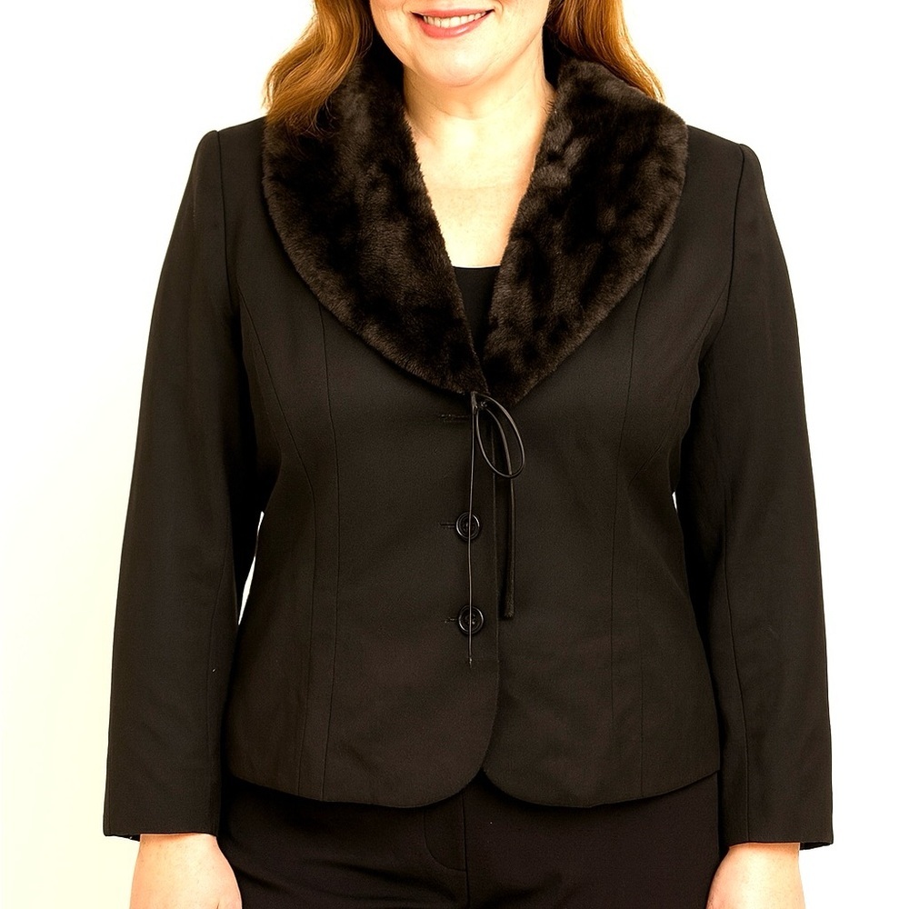Lena Gabrielle Faux Fur Collar‎ Jacket, Size 12P